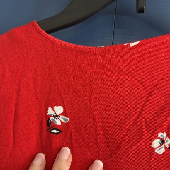 Popsugar Red Babydoll Floral Button-Up Dress Size S NWT - Picture 6 of 6
